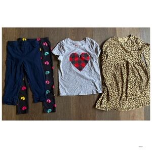 Girls Size 5 Heart Tee and Leopard Dress Set